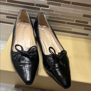 Peter Kaiser LIZZY Comfortable Black Leather Low Heel Court Shoes + bow size 4,5